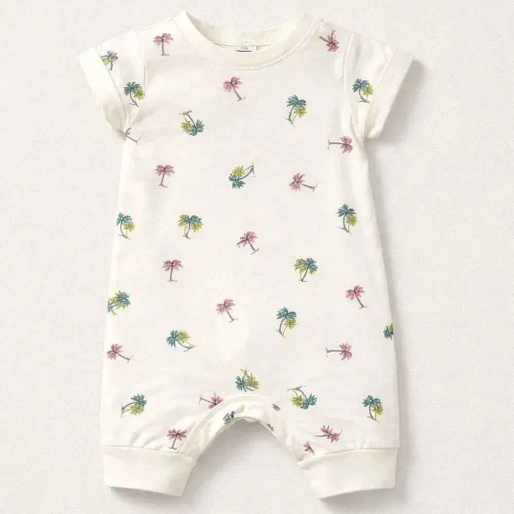 Grayson Mini cotton shortie romper with palm tree print New with tags